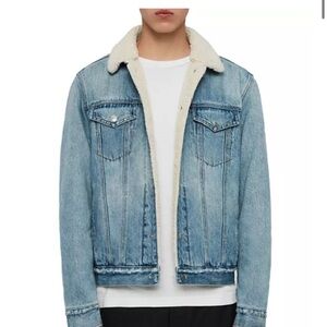 Men's ALL SAINTS Denim Jacket with Sherpa Lining TAGS ON ILKLEY JACKET